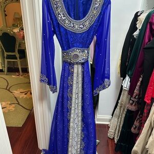 Elegant Blue Embellished Kaftan